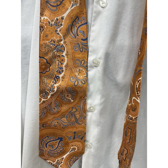 Michael Kors Orange with Blue Stripes Silk Neck Tie, Long 60”‎ - Picture 3 of 5
